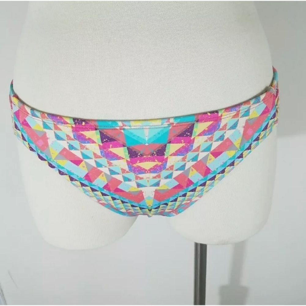 Bar III  Pink Printed Ruched Hipster Swim Bottom - Picture 2 of 5